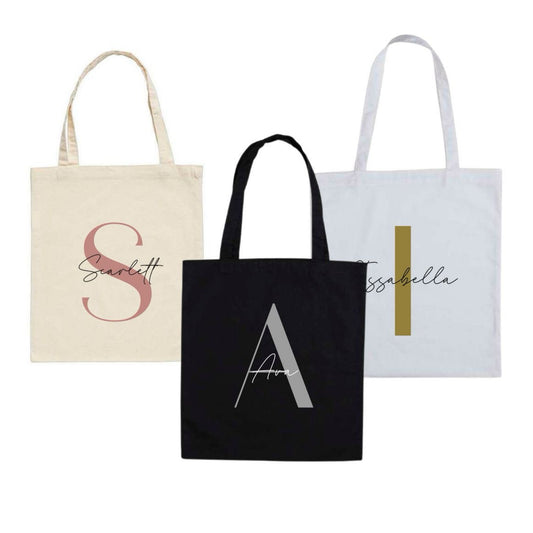 Capital Letter and Name Print Tote Bag